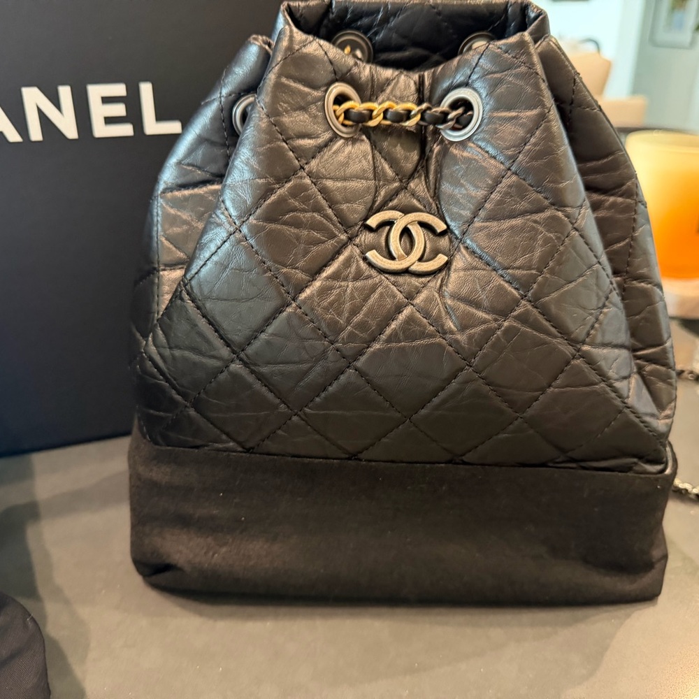 Chanel Black Quilted Drawstring backpack - image 2